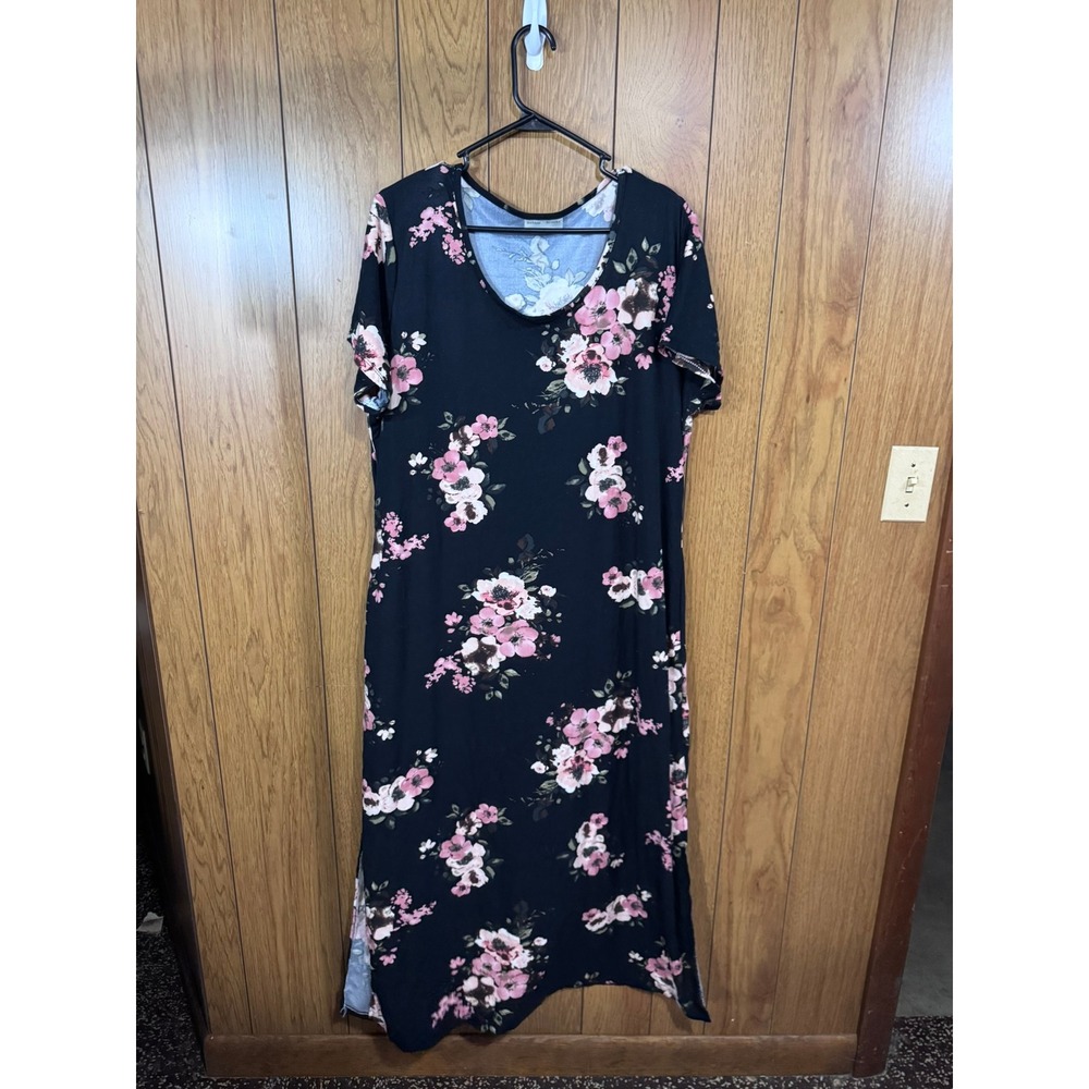 Black Bobbie Brooks Plus Size Maxi Dress Size 2XL Floral